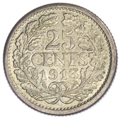 Netherlands, Wilhelmina, 25 Cents, 1913