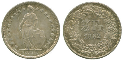 Switzerland, Confederation, Silver 1/2 Franc, 1882