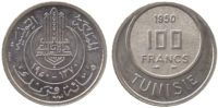 Tunisia, Mohamed Lamine Bey, Proof 100 Francs, 1950