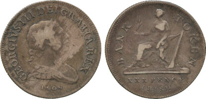 Ireland, George III, Bank of Ireland, Thirty Pence, 1808