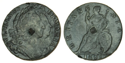 William & Mary, Tin Farthing, 1691