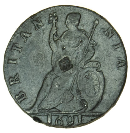 William & Mary, Tin Farthing, 1691