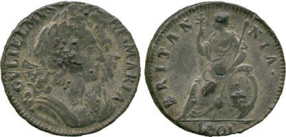 William & Mary, Tin Farthing, 1691