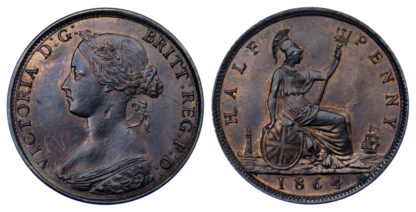 1864 Halfpenny Tonnage Numbers Etched in Field