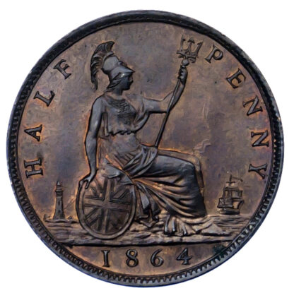 1864 Halfpenny Tonnage Numbers Etched in Field