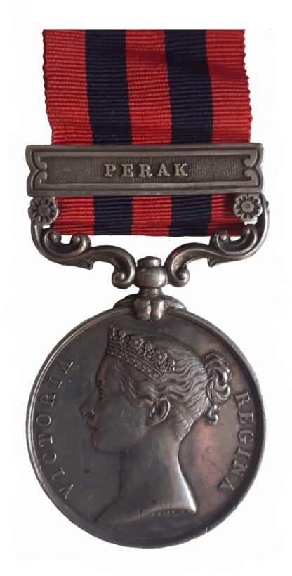 India General Service Medal 1854-95, one claps Perak, to Private George Hopkins