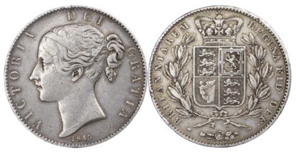 Victoria (1837-1901), Crown, 1845, Young head, Cinquefoil stops.