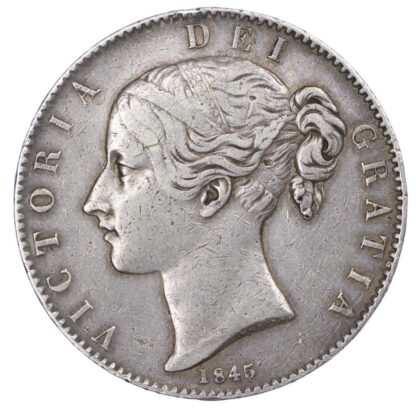 Victoria (1837-1901), Crown, 1845, Young head, Cinquefoil stops.