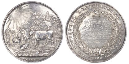 Agricultural prize medal, Liverpool Agricultural Society silver medal 1845