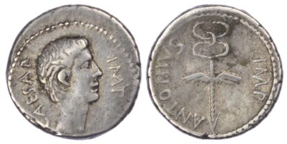 Octavian and Mark Antony, Silver Denarius