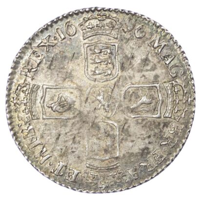 William III (1694-1702), Sixpence, 1696, first laureate