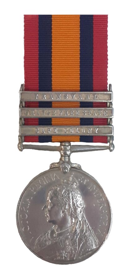 Queen’s South Africa Medal, 3rd type, 3 clasps, Cape Colony, Orange free State, Transvaal, to Private J. H. Roberts