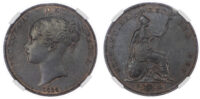 Victoria (18371901), Penny, 1858, large Rose, large date variety