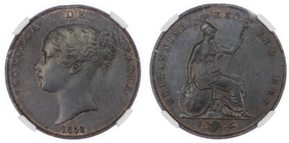 Victoria (18371901), Penny, 1858, large Rose, large date variety