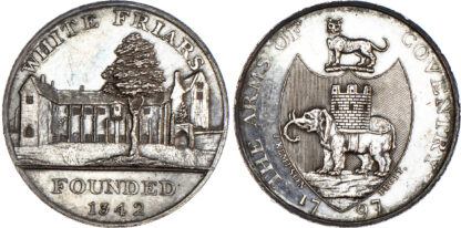 Warwickshire, Coventry, P Kempson’s Series of Coventry Buildings, Silver proof Halfpenny, 1797