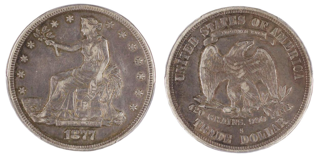 USA, silver Trade Dollar, 1877, San Francisco - XF Detail | Baldwin's