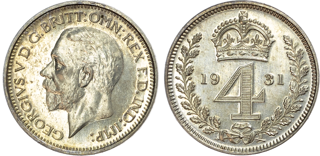 George V (1936-1952) Maundy Set, 1931, Fourpence, Threepence, Twopence, Penny