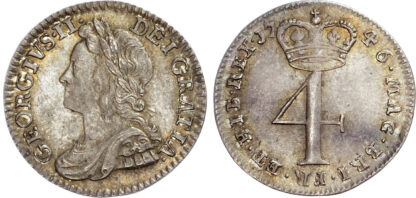 George II (1727-1760) Maundy Set, 1746, Fourpence, Threepence, Twopence, Penny