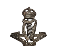 A Rare Solid Silver Officers Royal Irish Regiment Cap Badge