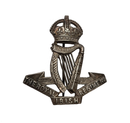 A Rare Solid Silver Officers Royal Irish Regiment Cap Badge