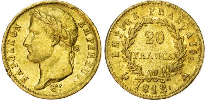 France, First Empire, Napoleon I, gold 20 Francs, 1812