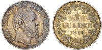 Germany, Wurttemberg, Karl I, silver ½ Gulden, 1866